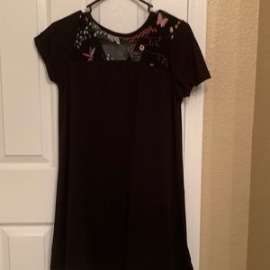 Black lace t-shirt dress